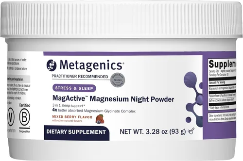 Metagenics MagActive - Polvo de noche de magnesio, suplemento de apoyo para el sueño, ayuda a un ciclo saludable de sueño y vigilia, contiene