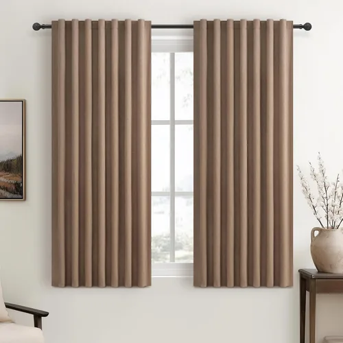 Miniatura 63 de Cortinas opacas extraanchas, 2 paneles para puertas corredizas de vidrio, moderna mezcla de lino plisado pesado, piso a techo, ventanas grandes, 70