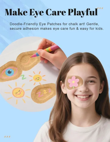 Miniatura 4 de 100 parches adhesivos para los ojos para niños, parche médico desechable transpirable para ambliopía ojo perezoso, vendajes adhesivos sin látex