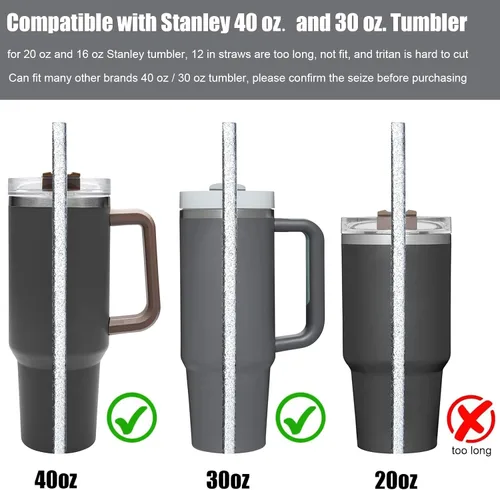 Miniatura 3 de ALINK Pajitas reutilizables con purpurina para vaso Stanley de 40 onzas y 30 onzas, popotes de plástico duro de 12 pulgadas de largo, popote