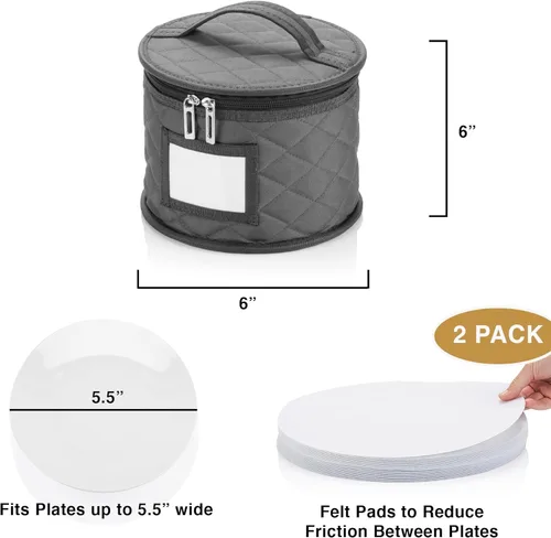 Miniatura 2 de Paquete de 2 cajas de almacenamiento de platos pequeños de 6 pulgadas, contenedor de almacenamiento de China, apilable con interior acolchado