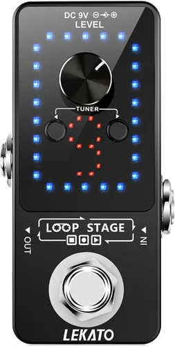 LEKATO Looper - Pedal de guitarra, pedal afinador de bucle, 9 bucles, 40 minutos, tiempo de grabación, sobrecargas ilimitadas para guitarra