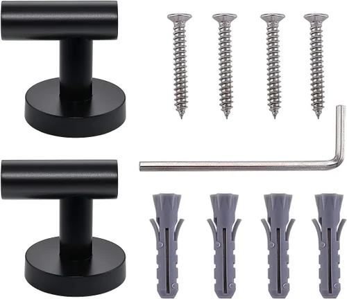 Miniatura 5 de TASTOS Gancho de acero inoxidable para toallas de baño, color negro mate, paquete de 2 esponjas para armario, ropa y armario, gancho de pared