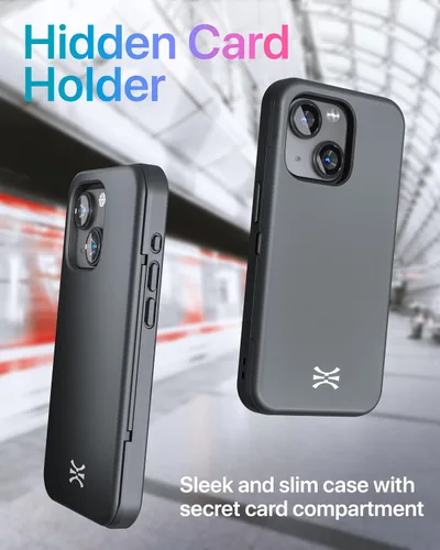 Miniatura 4 de TORU CX Slim - Funda tipo cartera para iPhone 15, funda protectora a prueba de golpes resistente con tarjetero oculto y ranura para tarjetas, espejo
