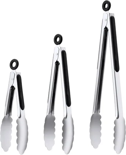 Miniatura 8 de Juego de 3 pinzas de cocina pequeñas de 7 pulgadas, pinzas de hielo de acero inoxidable, pinzas para alimentos, mini pinzas para servir aperitivos