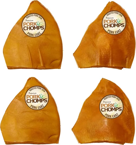 Miniatura 9 de Pork Chomps Masticables de piel de cerdo asada para perros, formas de oreja de 5 pulgadas, 1.6 onzas (paquete de 1)