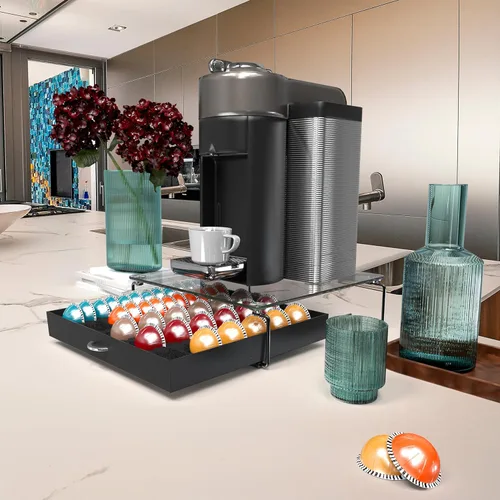 Miniatura 9 de DecoBrothers Cajón Organizador de Cápsulas de Café Vertuo de Vidrio Templado de Cristal, Organizador de 30 Cápsulas Grandes o 60 Pequeñas Nespresso