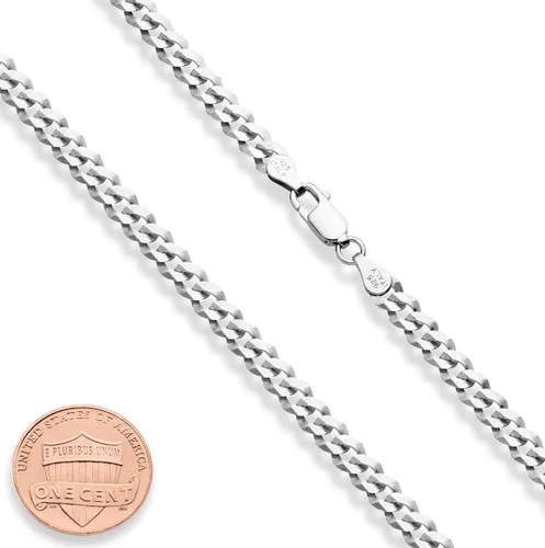 Miniatura 2 de Miabella Solid 925 Sterling Silver Italian 5mm Diamond Cut Cuban Link Curb Chain Necklace for Women Men, Made in Italy