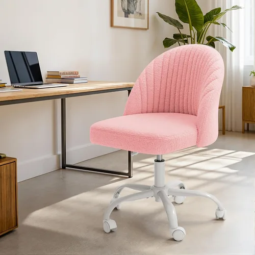 Miniatura 11 de Furniwell Silla de oficina sin brazos, linda silla de escritorio moderna ajustable giratoria para tocador, silla de computadora, sillas de Amarillo
