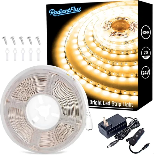 Miniatura 12 de RadiantFlux Tira de Luz Púrpura, Tira de Luz LED Púrpura Flexible de 30 Pies con Kit, 540 Perlas de Lámpara, Luz LED de 24V, No Impermeable