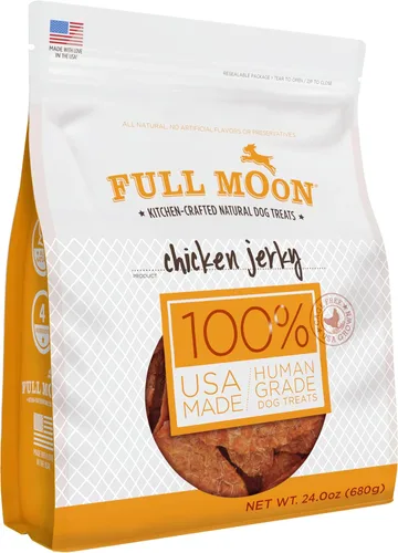 Full Moon - Cecina de pollo para perros saludable, natural y de grado humano, sin granos, hecha en EE. UU., 1.5 libras (Paquete de 1)