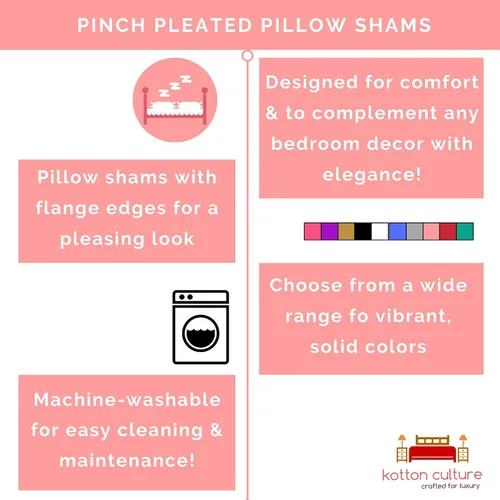 Miniatura 6 de Kotton Culture Juego de 2 fundas de almohada plisadas de 24 x 24 pulgadas, fundas de almohada decorativas, 100% algodón egipcio de 600 hilos, aptas