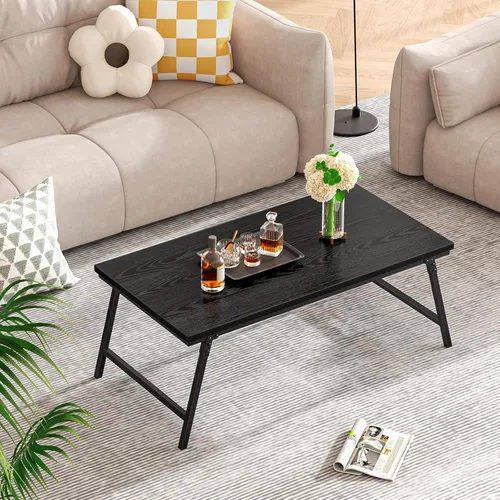 Miniatura 7 de ALLSTAND Mesa auxiliar plegable para espacios pequeños, pestillos para las piernas, mesa de centro plegable portátil, resistente, sin montaje, mesas