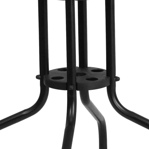 Miniatura 5 de Muebles Flash de 28 pulgadas tabla de cristal moderada cuadrada del metal con el borde de ratán negro