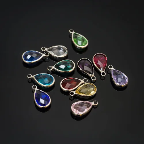 Miniatura 5 de Adabele Colgante de piedra natal de grado A, gota de 0.433 in, 0.551 in y 0.630 in, chapado en plata de ley para aretes personalizados, pulseras