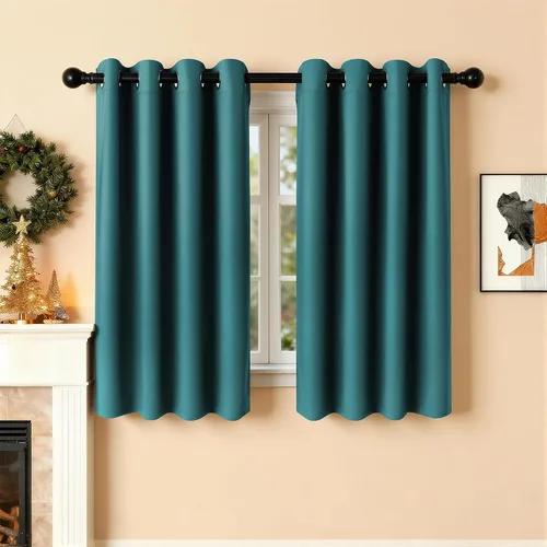 Miniatura 76 de Cortinas de oscurecimiento de habitación de 45 pulgadas de largo para dormitorio y sala de estar, cortinas térmicas aislantes con ojales