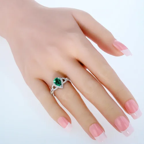 Miniatura 2 de PEORA 925 Sterling Silver Teardrop Crest Ring for Women, Various Gemstones, Pear Shape 9x6mm, Sizes 5 to 9