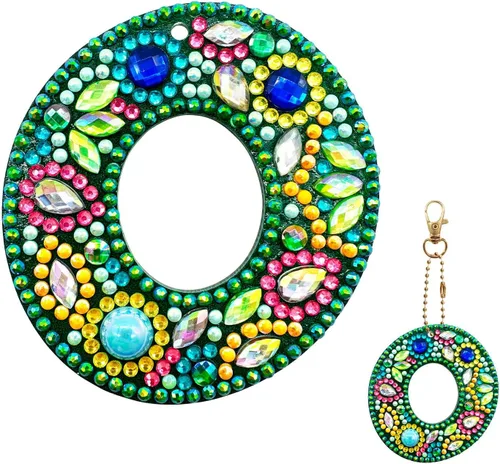 Miniatura 19 de YOYA Llaveros de pintura de diamantes de doble cara letras 5D con pintura de diamantes, kit de llavero de pintura de diamantes de taladro completo