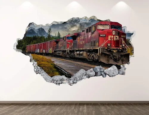 West Mountain Calcomanía de pared de tren antiguo, decoración de locomotora 3D, vinilo para habitación de niños, regalo personalizado BL42 (22