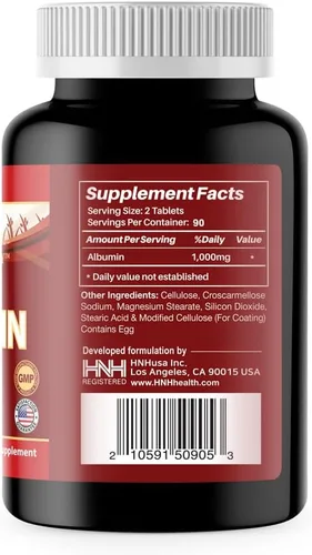 Miniatura 2 de Dr.K&C Suplemento de proteína de albúmina Mega 1000 mg, 1 botella (180 tabletas), apoyo diario de energía y bienestar