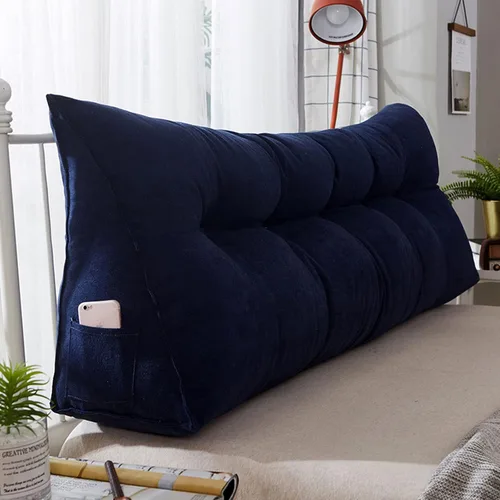 Miniatura 13 de Almohada triangular para cabecero, almohada de cuña de lectura, cojín de cabecero, almohada de respaldo para día, cama, litera, funda extraíble Negro