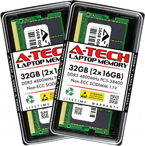 Miniatura 10 de A-Tech Kit de 16 GB (2 x 8 GB) RAM compatible con portátiles Acer Nitro 5 para juegos DDR5 4800MHz PC5-38400 SODIMM 1.1V 262 pines no ECC