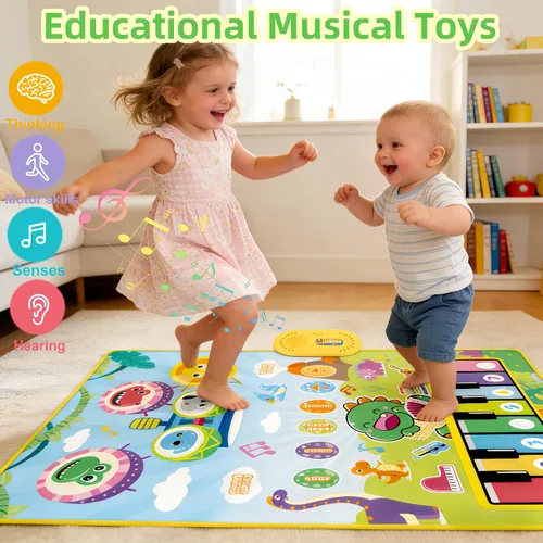 Miniatura 3 de Juguetes para bebés de 0 a 6 meses, tapete musical de dinosaurio Montessori Sensor Juguetes de 1 año de edad, juguetes sensoriales de aprendizaje