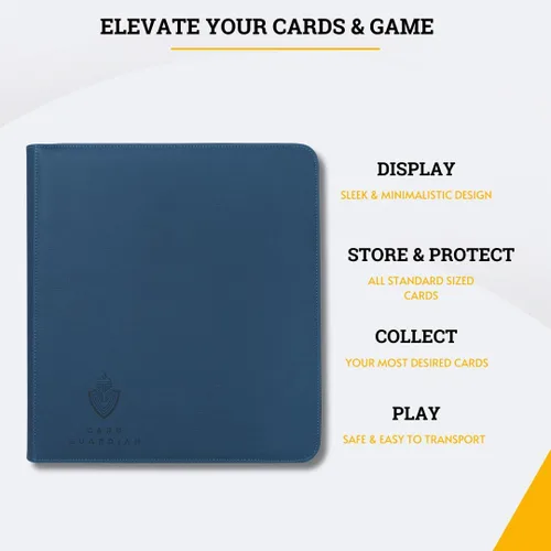 Miniatura 7 de Card Guardian - Carpeta Premium de 12 bolsillos con cierre para 480 tarjetas de juegos de cartas intercambiables TCG (Azul) Carpeta Perfecta