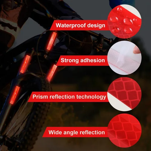 Miniatura 3 de Paquete de 50 tiras reflectantes de grado diamante de alta calidad, color rojo, 1.2 x 6 pulgadas, impermeables, adhesivos para buzones, automóviles