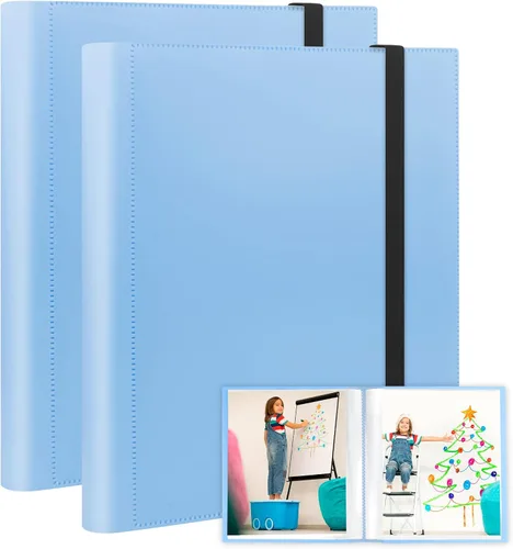 Miniatura 10 de Aevdor Álbum de fotos de 8.5 x 11 pulgadas con capacidad para 68 fotos, carpeta de arte para fotos de 8.5 x 11 pulgadas, carpeta con fundas de Negro