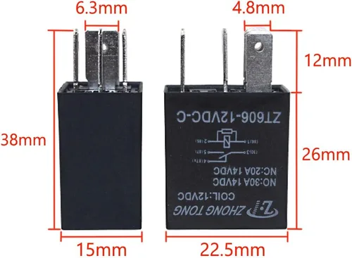 Miniatura 2 de Enchufe para relé de auto, de E Support™, de 12 V, 30 A, 40 A, 60A, 80A SPST y SPDT 30A 5Pin SPDT