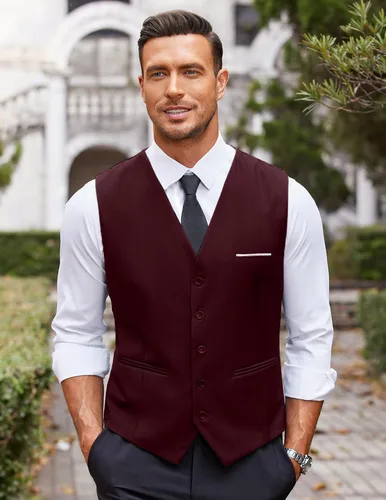 Miniatura 2 de Coofandy chaleco para traje o esmoquin con 5 botones, para hombre.