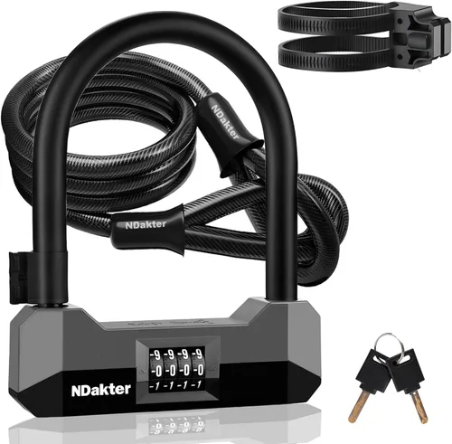 NDakter Candados de bicicleta antirrobo de alta resistencia, cerradura combinada de bicicleta de 0.71 pulgadas, cerradura de combinación reiniciable