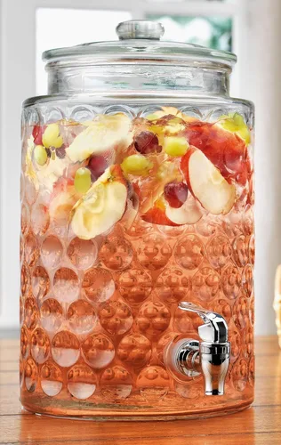 Miniatura 13 de Dispensador de bebidas de vidrio de 1 galón con espita – Dispensador de bebidas con bandera estadounidense del 250 aniversario, a prueba de fugas