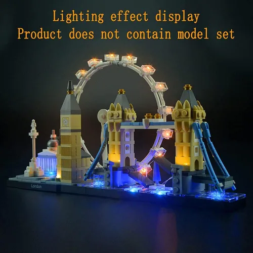 Miniatura 5 de GEAMENT Kit de luces de versión mejorada para arquitectura London Skyline Collection compatible con el modelo de ladrillos de construcción Lego