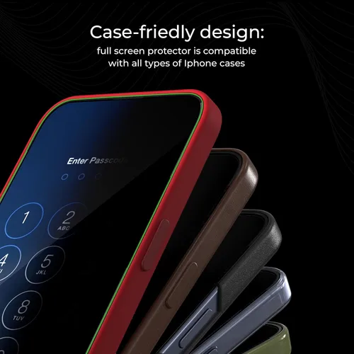 Miniatura 5 de Deppa Protector de pantalla de privacidad premium para iPhone 15 Pro (6.1 pies), vidrio templado de borde a borde, cubierta completa con bandeja