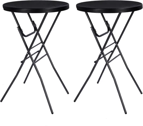 Byliable Mesa de Cóctel 71cm Plegable Redonda de Alta Calidad para Interior y Exterior con Patas Desmontables, Mesa de Bar de Altura de Bistró