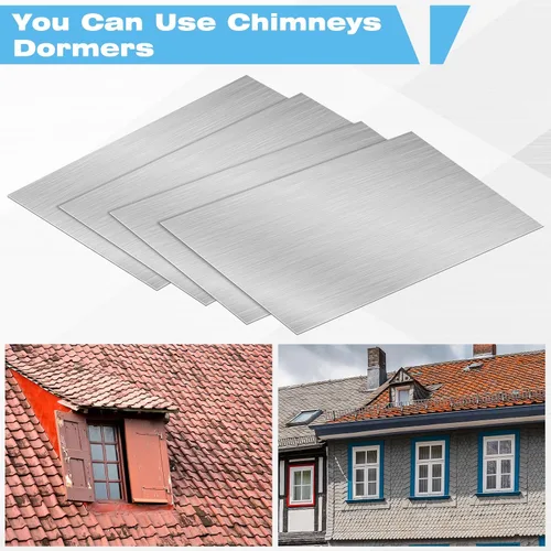 Miniatura 5 de Therwen 80 piezas de chapa de aluminio para techo intermitente de 5 x 7 pulgadas, techo de metal para cobertizo, impermeabilización alrededor
