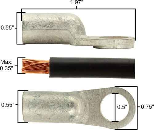 Miniatura 5 de Fastronix - Terminal de cable de batería sin crimpado, terminales de 1/2 pulgadas, calibre 1 y 2, paquete de 2