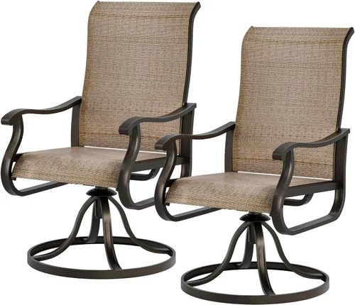 UDPATIO Juego de 2 sillas de comedor giratorias para patio, sillas de comedor al aire libre, respaldo alto con textileno transpirable para todo tipo