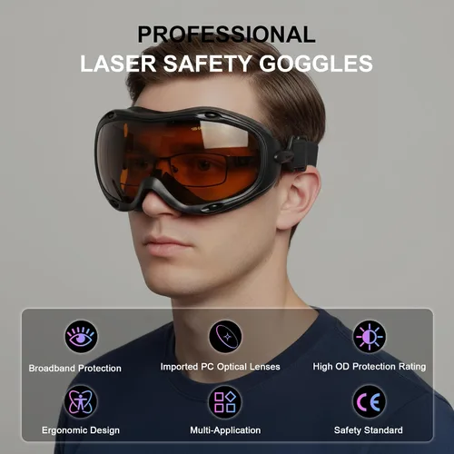 Miniatura 3 de MCWlaser 190-540nm y 800-1700nm Gafas de Seguridad Láser OD5+, Protección Yag, Láser Azul, Verde y Luz UV, Anteojos de Protección Láser para 405nm