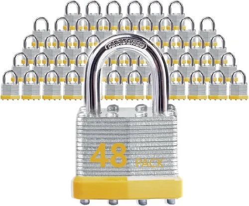 Miniatura 11 de Candados con llave de acero laminado con llave igual, candados a granel, candados de grillete normales, paquete de 6 para cerrojo, cobertizos