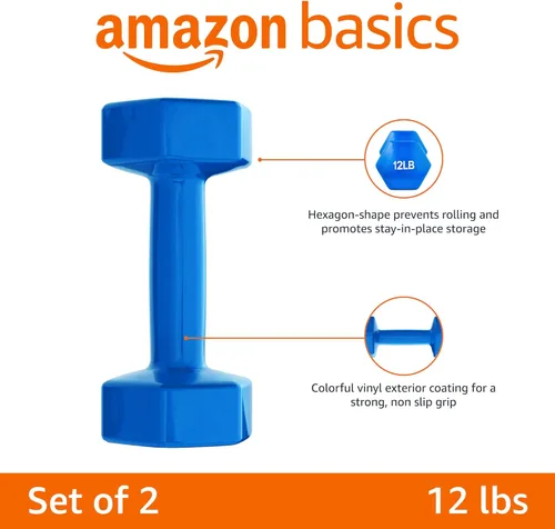 Miniatura 2 de Amazon Basics - Mancuernas con revestimiento de vinilo para mano