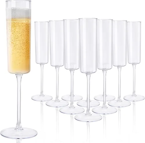Miniatura 12 de Ciaell Paquete de 6 copas de vino de plástico azules de 10 onzas con tallo – Copas de vino desechables para fiestas, bodas, piscina, aire libre