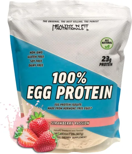 Healthy N Fit 100% proteína de huevo - fresa (2 libras): 100% proteína de clara de huevo más péptidos naturales. naturalmente endulzados, cero