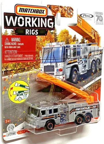 Miniatura 3 de Matchbox Pierce Quantum - Camión de escalera aérea 10/16 [plata/naranja]
