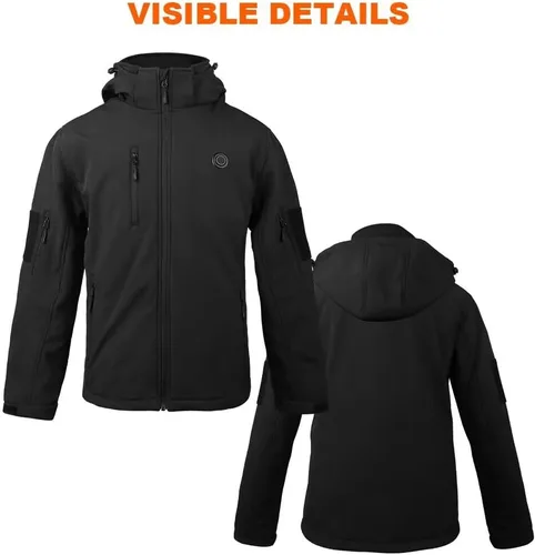Miniatura 6 de Chaqueta térmica para mujer con batería, rompevientos impermeable, desmontable con capucha, chaqueta térmica eléctrica