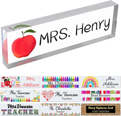 Miniatura 21 de Placa de nombre personalizada para escritorio de profesor para aula, placa de identificación personalizada para escritorios, placa de escritorio