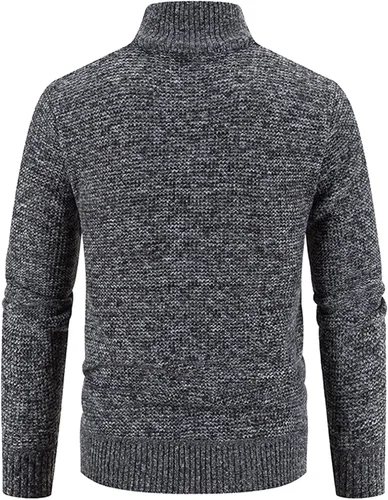 Miniatura 2 de WYUTX Men's Knitted Cardigan Sweater Causal Long Sleeve Stand Collar Thick Full Zip Cable Knit Cardigan Sweater with Pockets