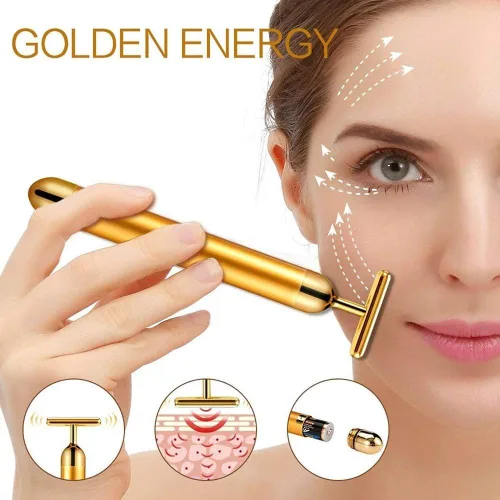 Miniatura 8 de Beauty Bar - Masajeador facial eléctrico dorado de 24 quilates, herramientas de masaje facial en forma de T, para el cuidado de la piel, brazo, ojo